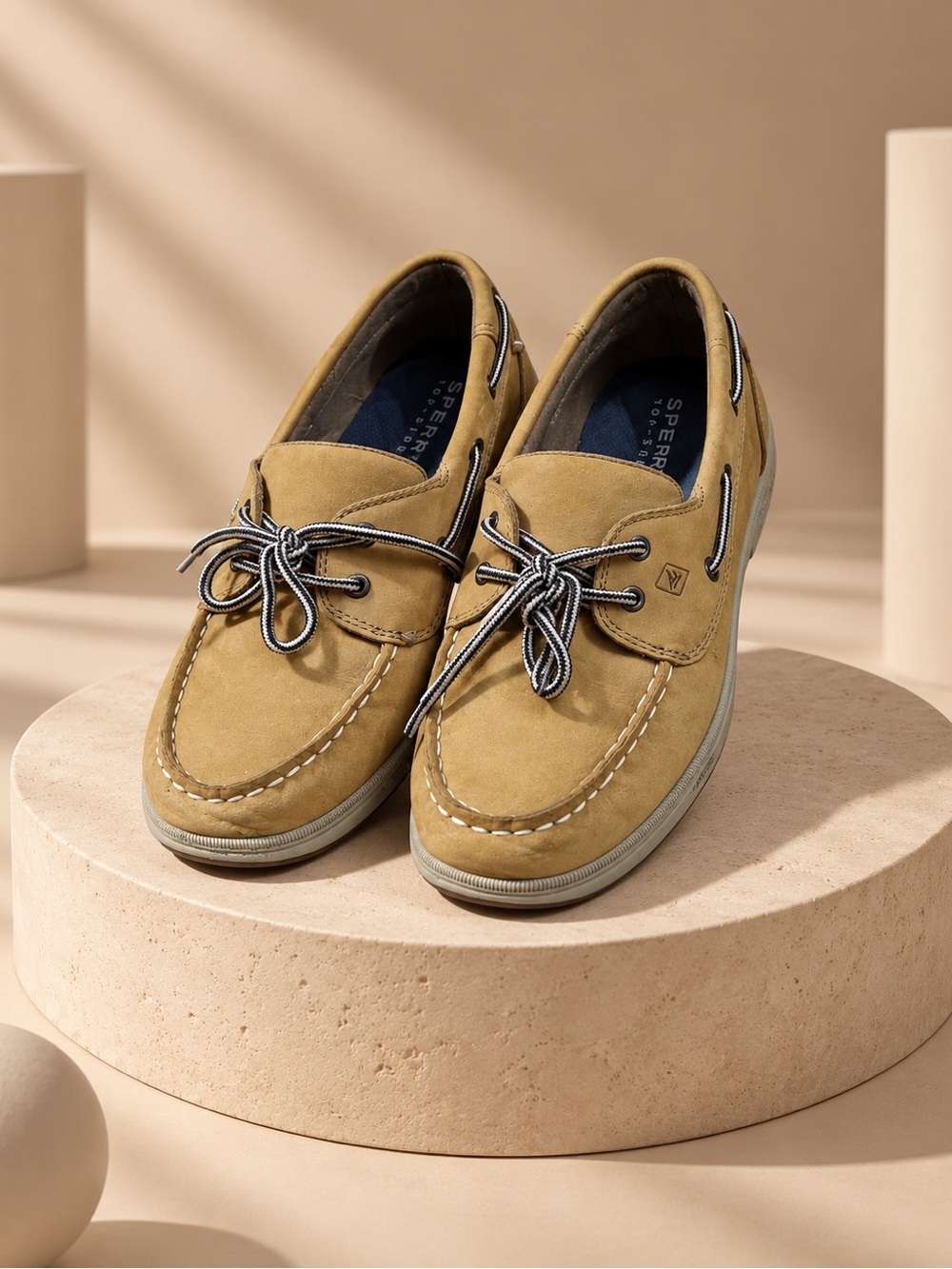 Sperry Top-Sider Tan Leather Boat Shoes Boys Size 4M